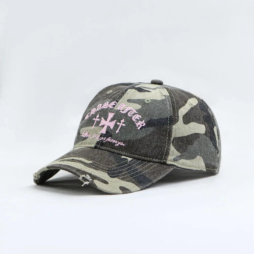 Fashionable and Retro Cross-stitch Camouflage Baseball Cap