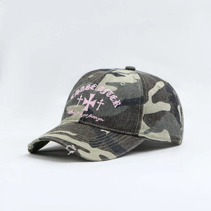 Fashionable and Retro Cross-stitch Camouflage Baseball Cap
