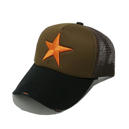 Streetwear 3D Star Embroidery Mesh Baseball Cap Summer