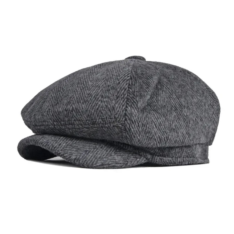 Winter Polyester Solid Warm Newsboy Caps Octagonal Hat