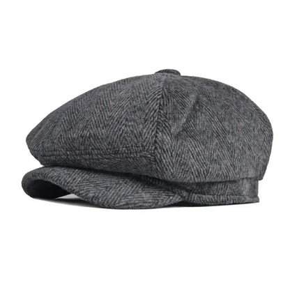 Winter Polyester Solid Warm Newsboy Caps Octagonal Hat