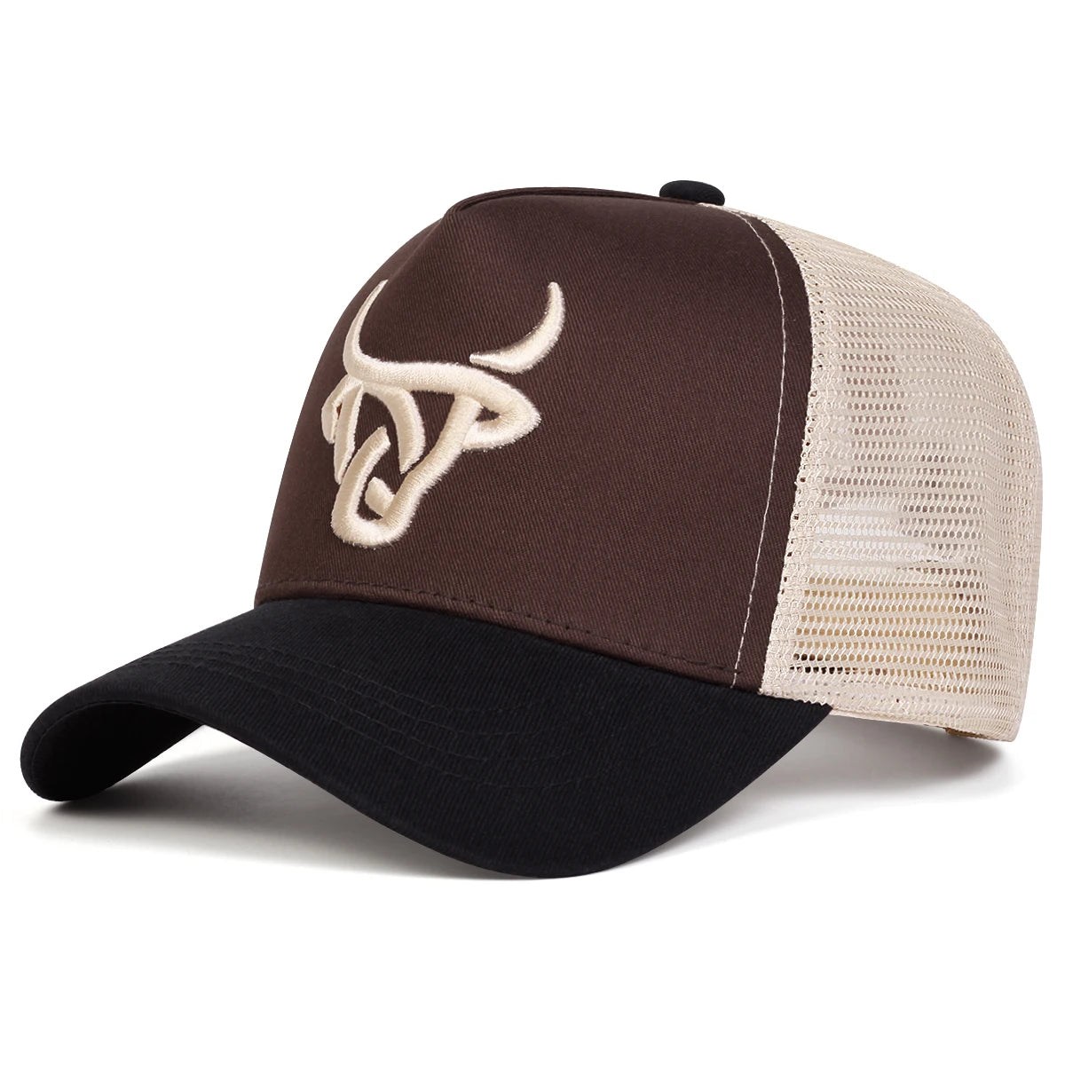 Unisex Ox Head Embroidery Baseball Net Caps Adjustable Casual Hats
