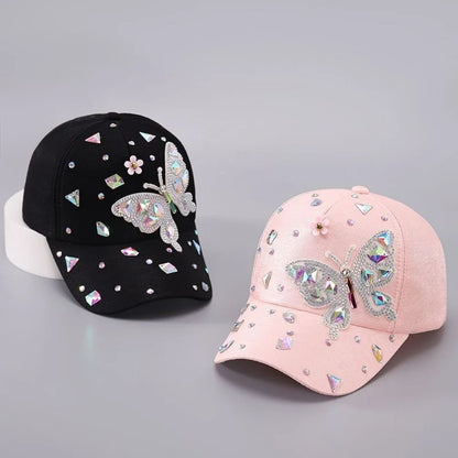 Full-Diamond Butterfly Three-Dimensional Decorative Baseball Cap
