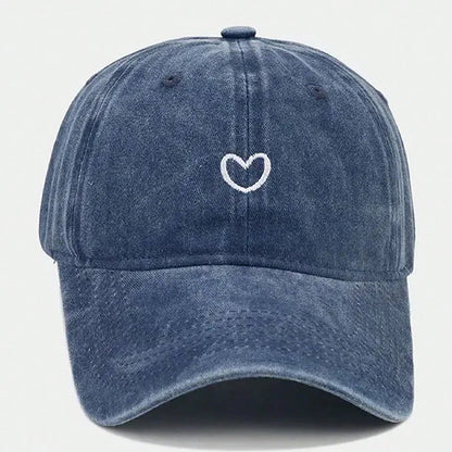 Hand Drawn Heart Hat Women Embroidered Baseball Cap