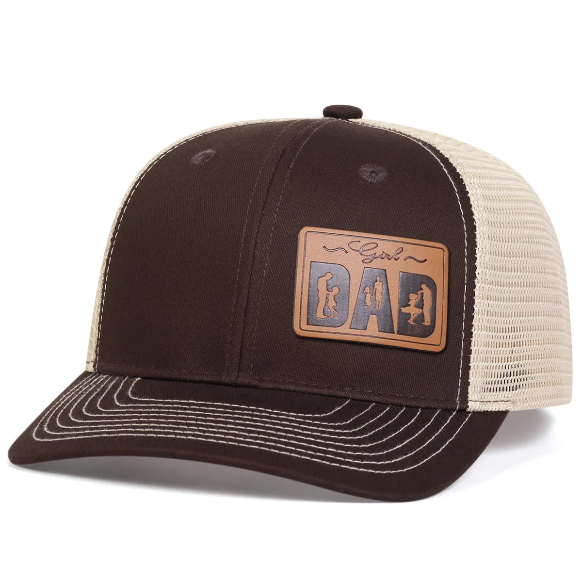 Unisex Dad Letter Brown Leather Label Baseball Net Caps Spring Summer