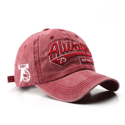Retro Baseball Cap With 3D Embroidery “Always” – Unstructured Distressed Hat