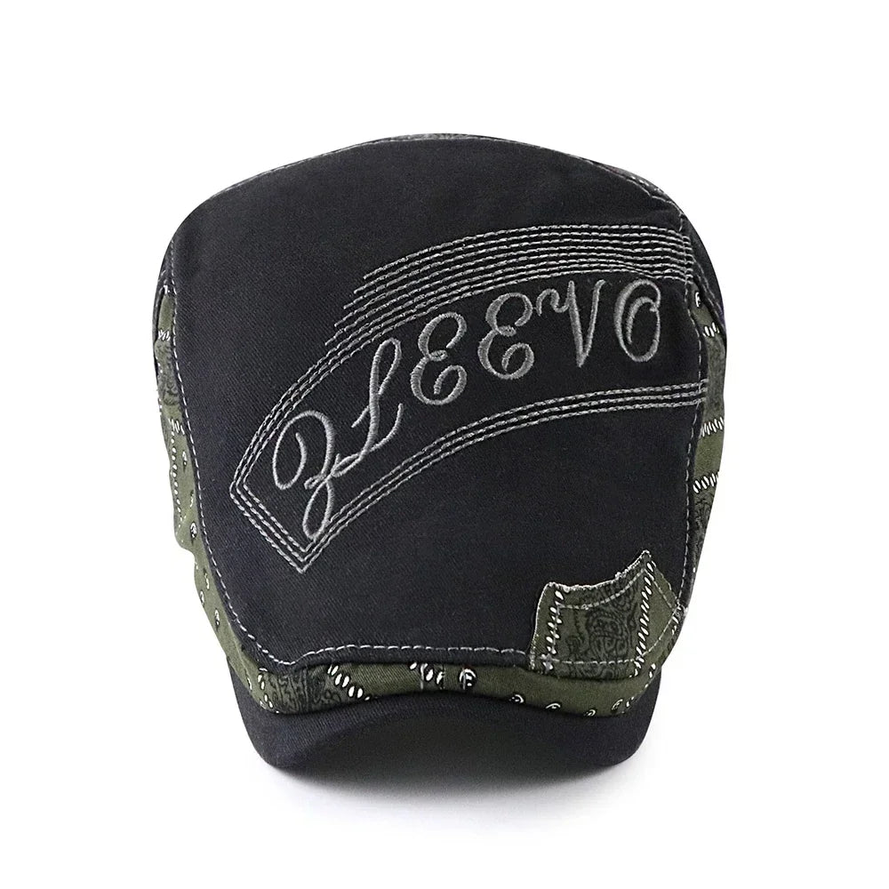 Men Letters Embroidered Newsboy Hat Women Fashion Adjustable