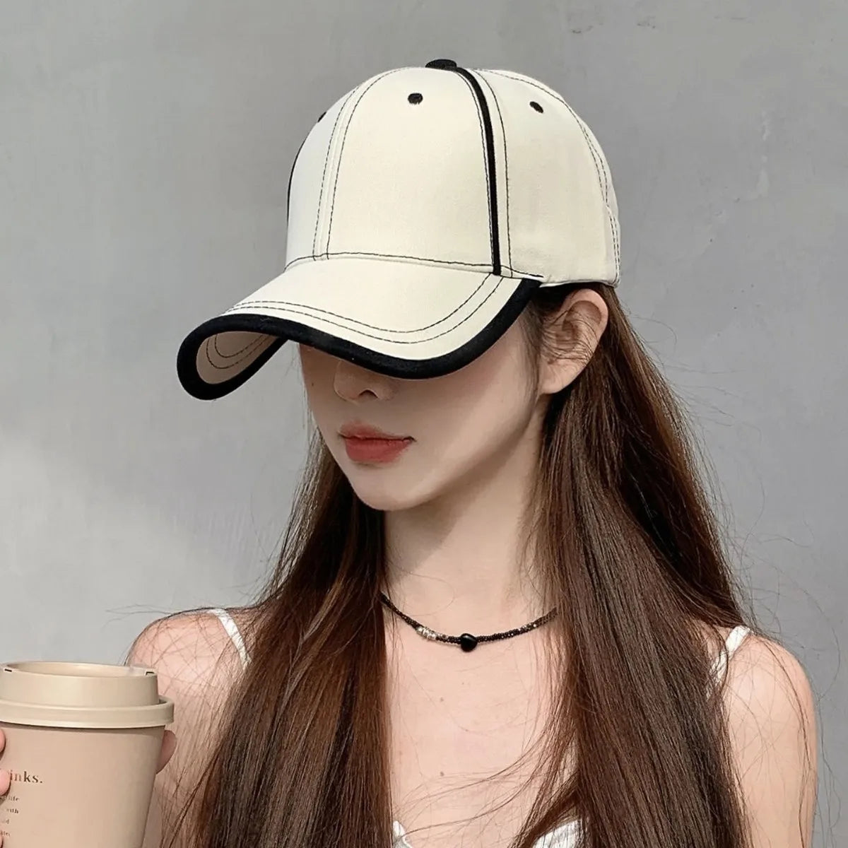Korean Light Plate Contrasting Color Baseball Cap Fashion Shows Small Face