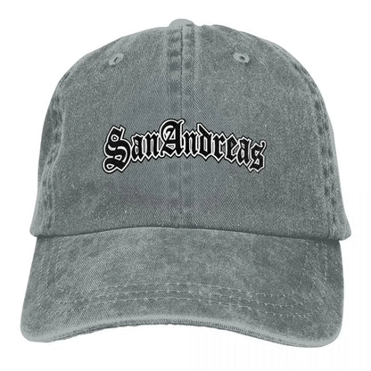 Classic San Andreas Logo Baseball Cap Unisex Style Distressed Denim Sun Cap Outdoor