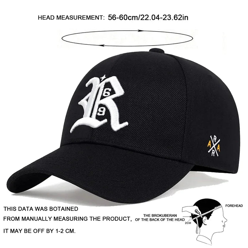 Unisex R Letter Side AR Embroidery Snapback Baseball Caps Spring Autumn