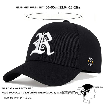 Unisex R Letter Side AR Embroidery Snapback Baseball Caps Spring Autumn
