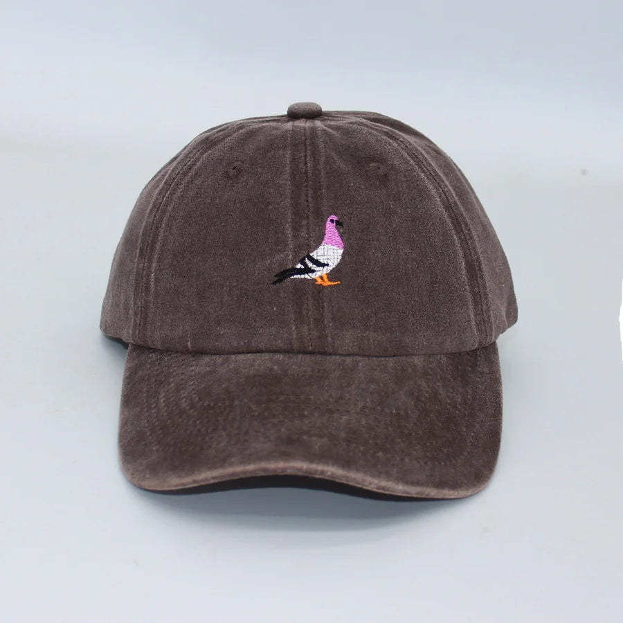Embroidery Pigeon Spring Vintage Baseball Caps
