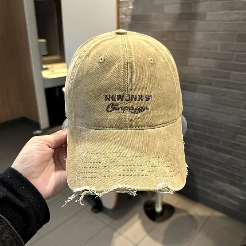 Vintage Washed Cotton Baseball Cap Women Letter Embroidery