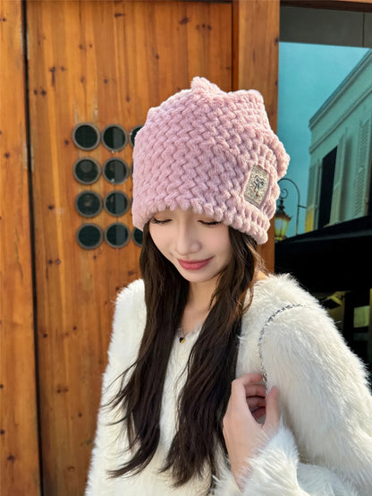Warm Beanie Fashionable Pile Hat Leopard Print Plush Hat
