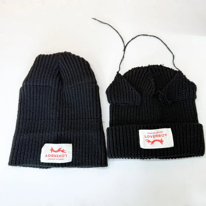 Winter Skullies Hat Unisex Cat Ear Hat Warm Crochet Knitted Hat