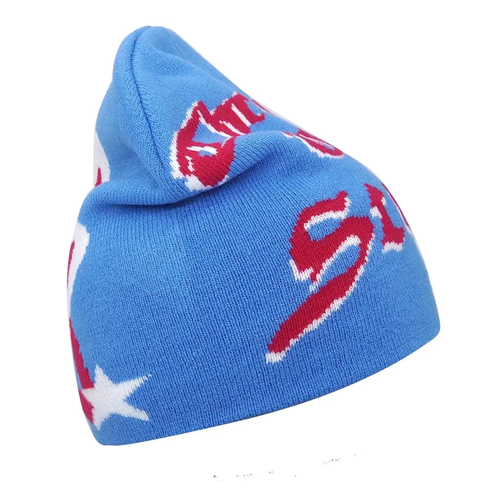 Y2K Letter Knitted Winter Autumn Beanie Cap Men Women