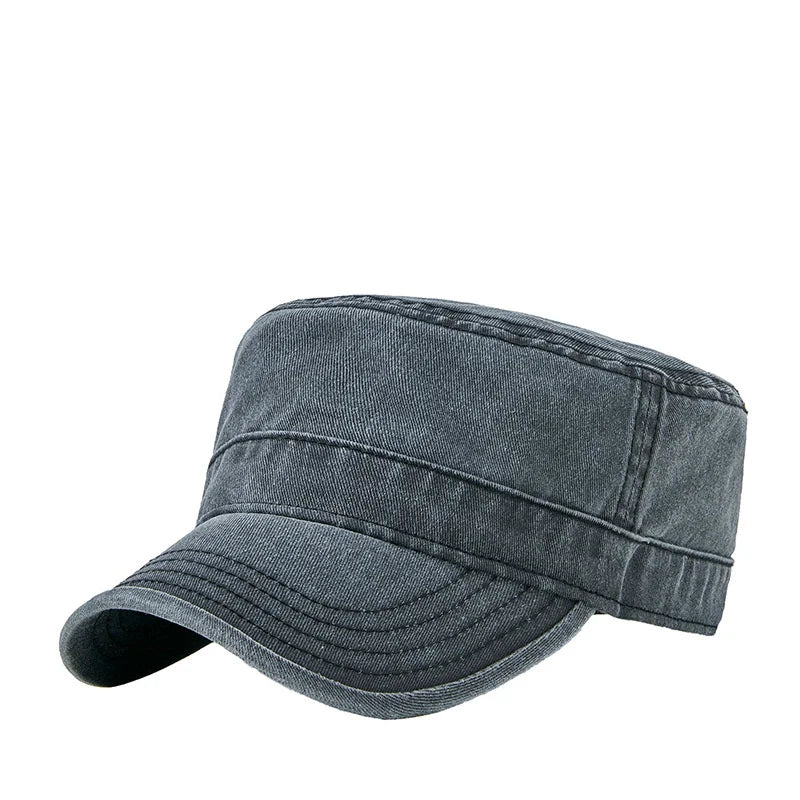 2023 Spring Summer Dad Pure Cotton Leisure Flat Top Military Hat