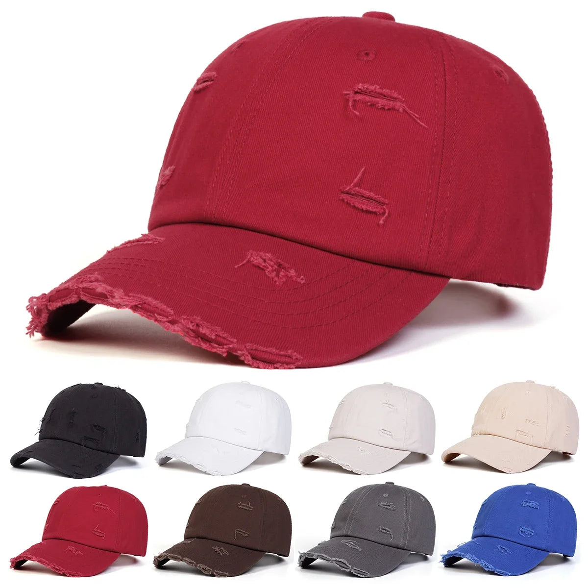 Unisex Ripped Denim Washed Baseball Caps Spring Autumn