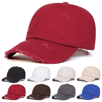 Unisex Ripped Denim Washed Baseball Caps Spring Autumn