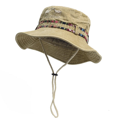 Outdoor Sun Hat Woman Bucket Hat Man Cotton Embroidered Vintage Beach Waterproof Fisherman