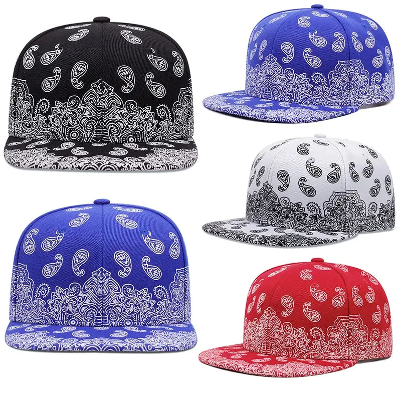 Fashion West Coast Cashew Flower Printing Snapback Cap Outdoor Sun Men Woman