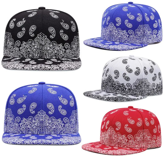 Fashion West Coast Cashew Flower Printing Snapback Cap Outdoor Sun Men Woman