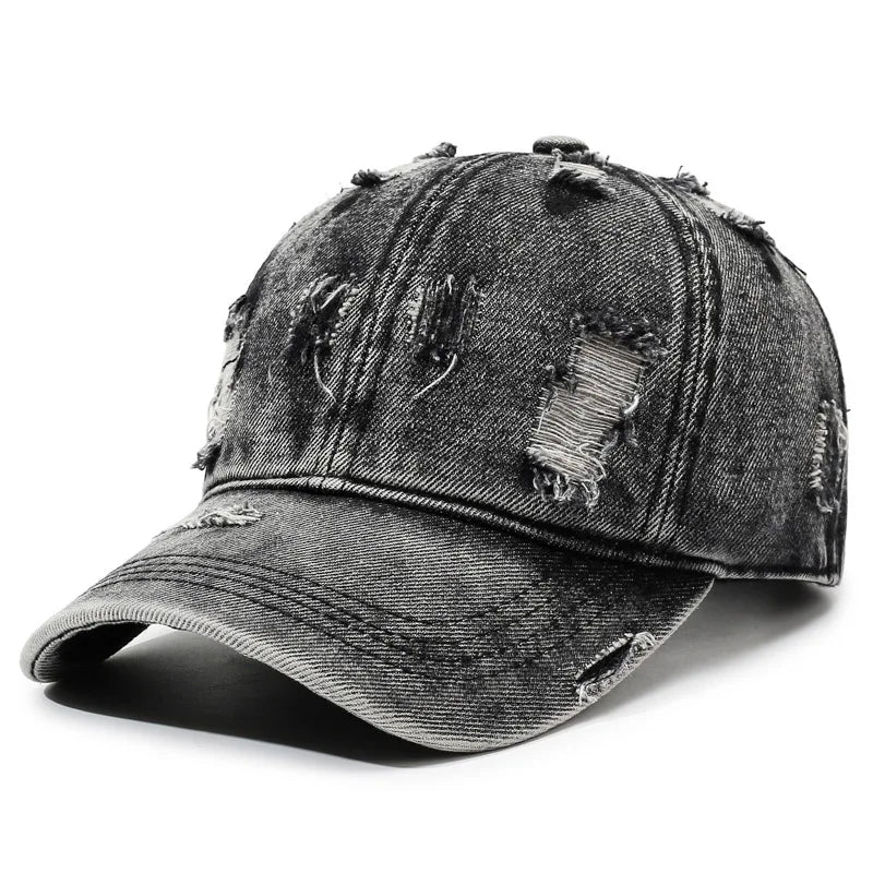 Washed Ripped Denim Baseball Cap