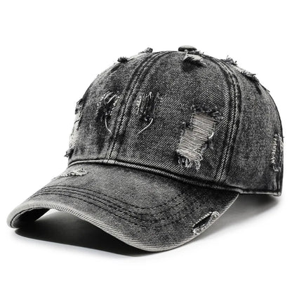 Washed Ripped Denim Baseball Cap