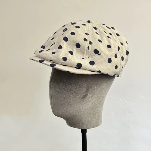 Cap Women Newsboy Hat Dots Print Sun Protection