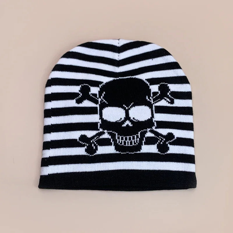 Skull Stripe Wool Knitted Hats Autumn And Winter