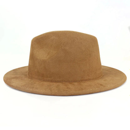 Suede Fedora Hats For Women Luxury Solid Color Elegant Party