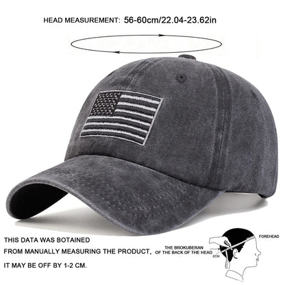 Unisex American Flag Embroidery Wash Baseball Caps Spring and Autumn Outdoor