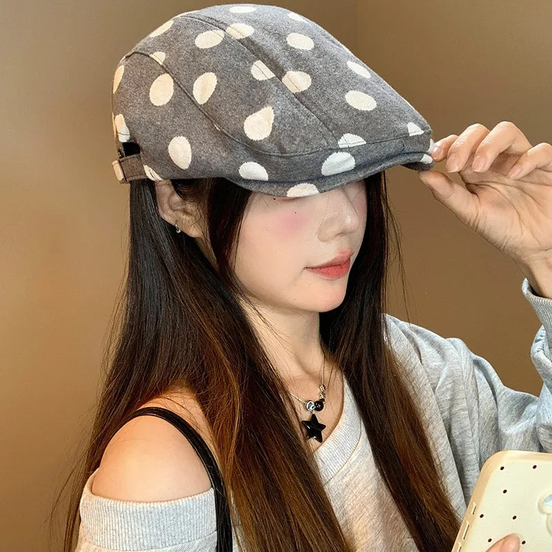 Korean Retro Polka Dot Printing Forward Hat