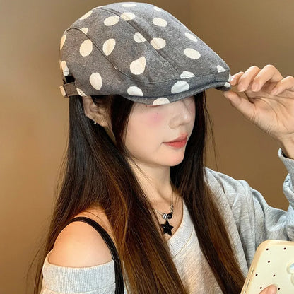 Korean Retro Polka Dot Printing Forward Hat