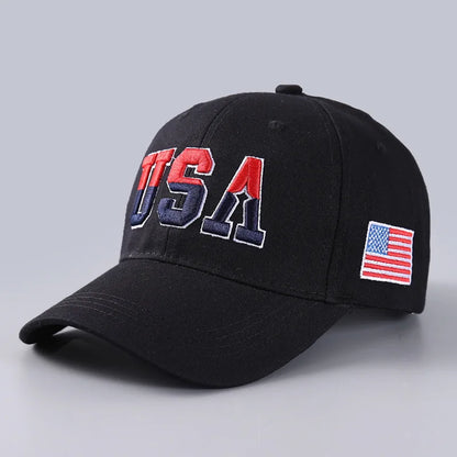 USA Embroidered Baseball Cap Washed Distressed Peaked Hats