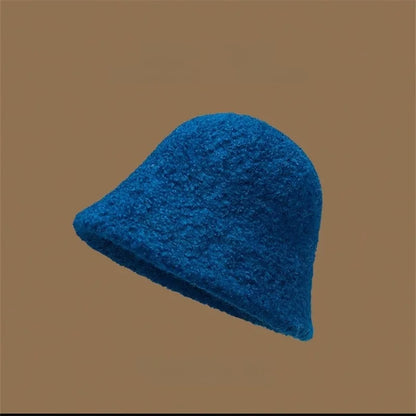 Wool Bucket Hat - Fashionable & Warm Winter Beanie, Cute Round Top Cap for Women & Girls (Unisex)