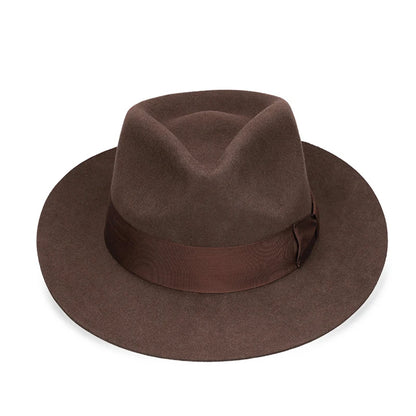 New British 100% Wool Felt Hat Men Fedora Big Size Raw Edge Brim Satin Lined Gangster Hat
