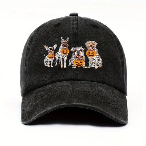 Halloween Pumpkin Puppy Printed Baseball Hat for Men and Women