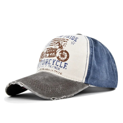 Vintage Washed Baseball Cap American Flag Motorcycle Print Distressed Dad Hat Outdoor Sun Cap Unisex