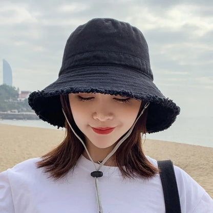 Fashion Adjustable Denim Bucket Hat Big Brimmed UV Protection