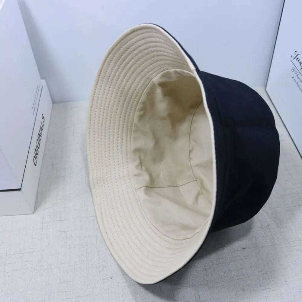 Double-Sided Foldable Bucket Hat Summer Sun Hat Visor Fisherman Cap for Men Women