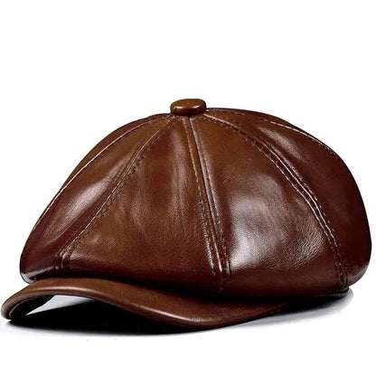 Spring New Genuine Leather Hat Cap Cowhide Beret