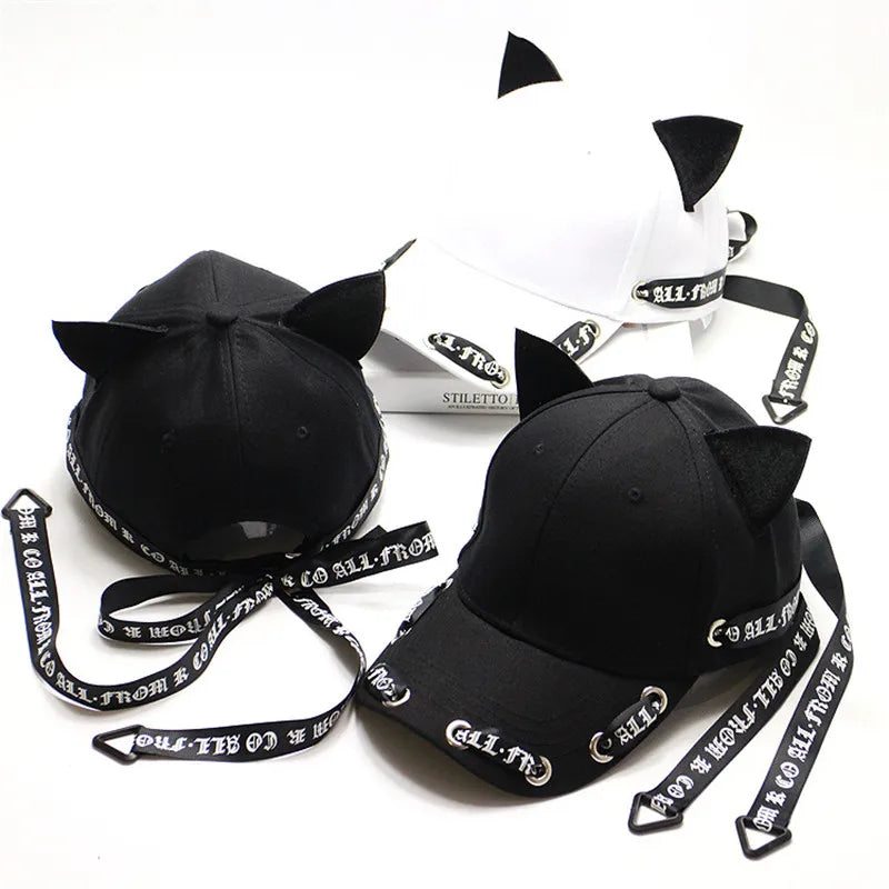 2024 Cute Cat Ears Baseball Cap For Women