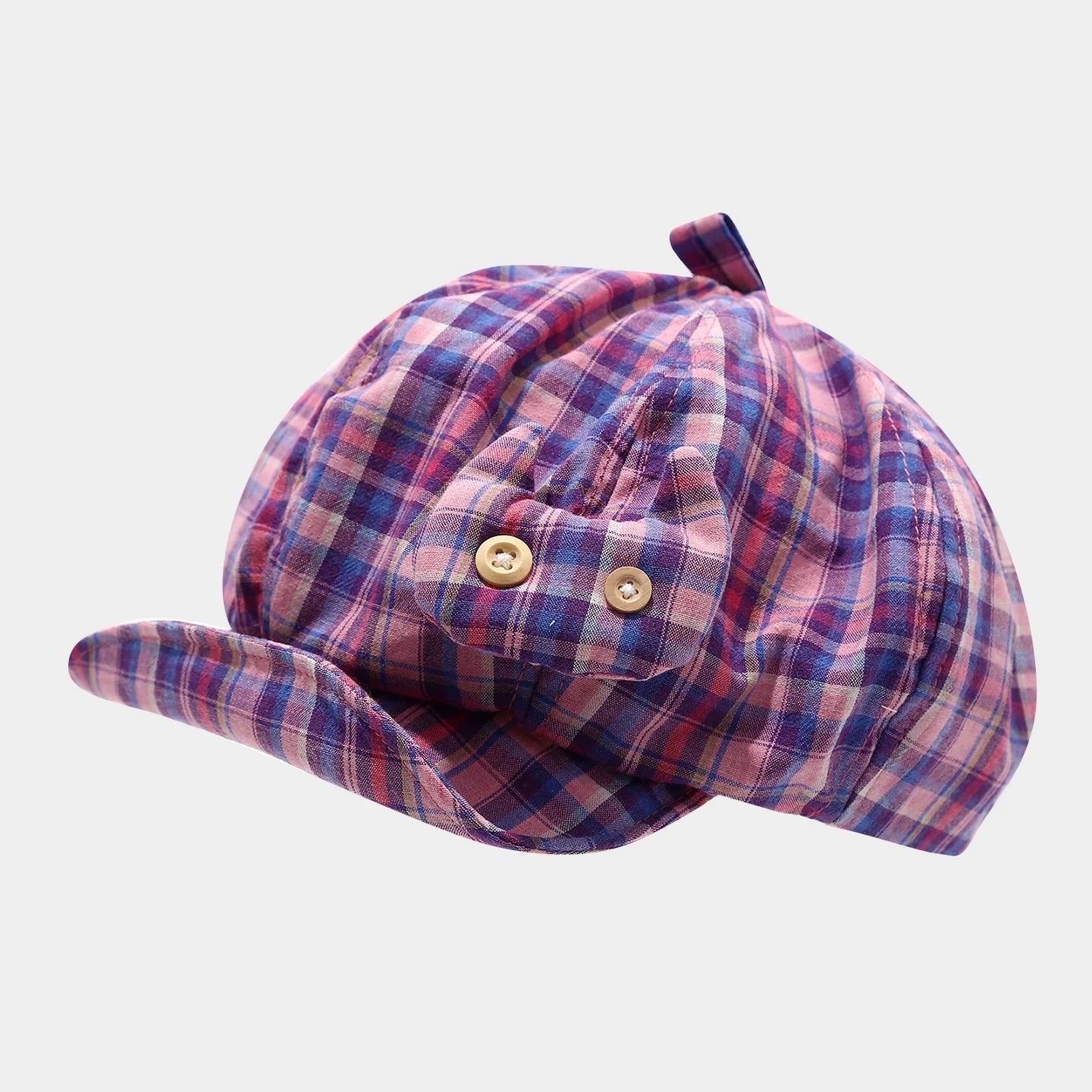 Japanese Designer Plaid Cat Octagonal Hat Women