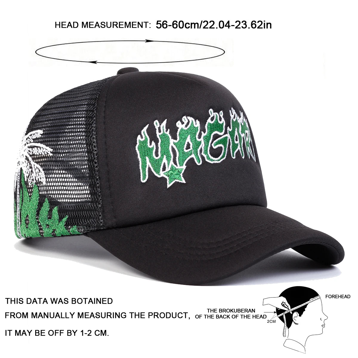 Unisex Magari Flame Embroidery Baseball Net Caps Spring and Summer