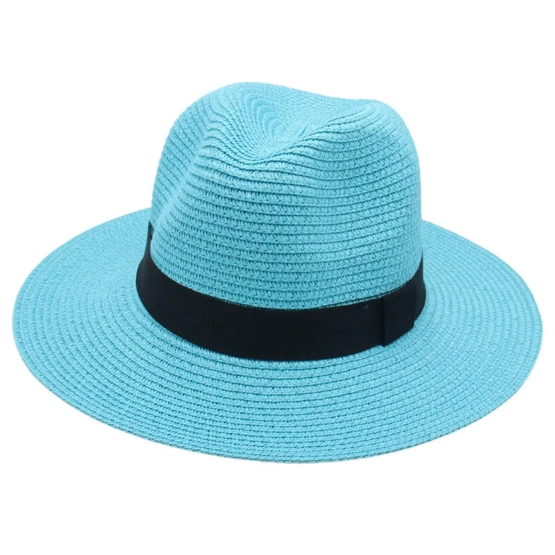 Spring And Summer Hot Selling Panama Straw Hat Square Black Ribbon Korean Style Hat