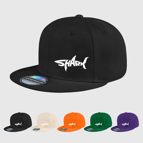 Shark Letter Print Flat-Brim Cap Snapback Cap