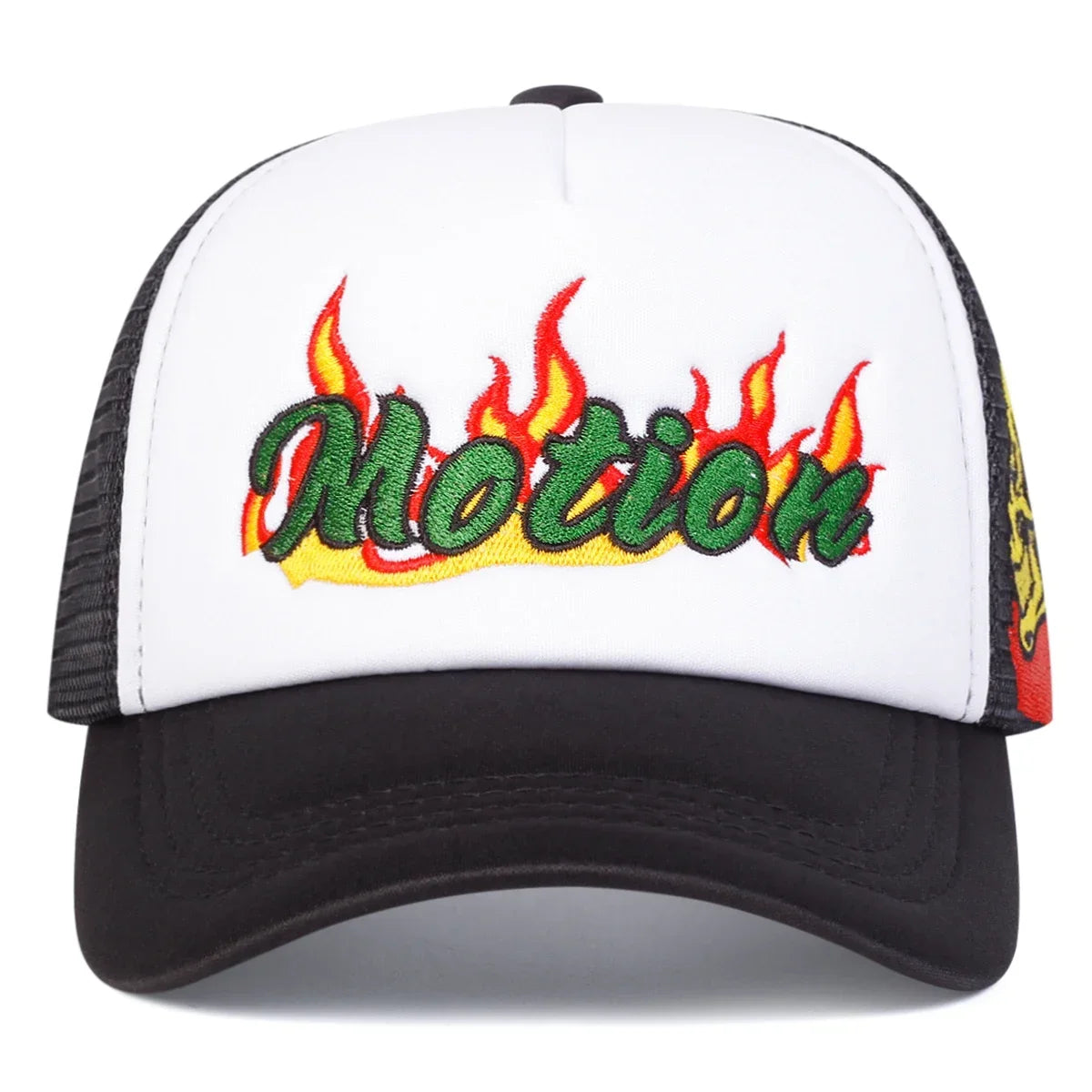 Unisex Motion Flame Embroidery Baseball Net Caps Spring Summer