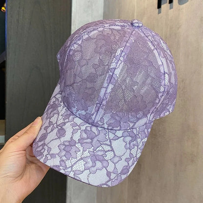 Summer Korean Style Fashionable Lace Flower Baseball Cap