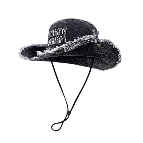 Distressed Fisherman Hat Wide Brimmed Breathable Sun Hat